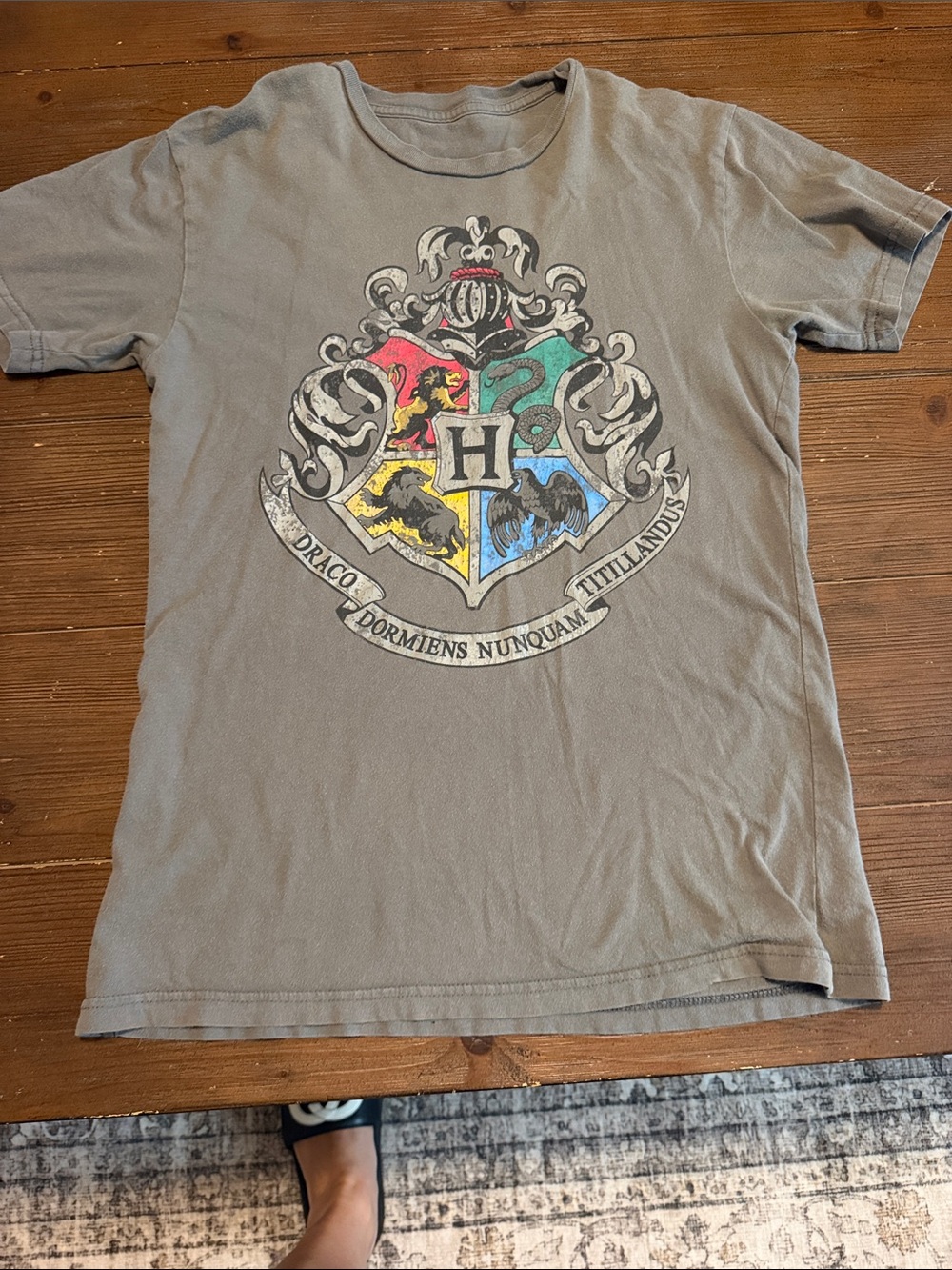 Warner Bros. Hogwarts Crest Short Sleeve Tee - Gray with Multicolor Crest